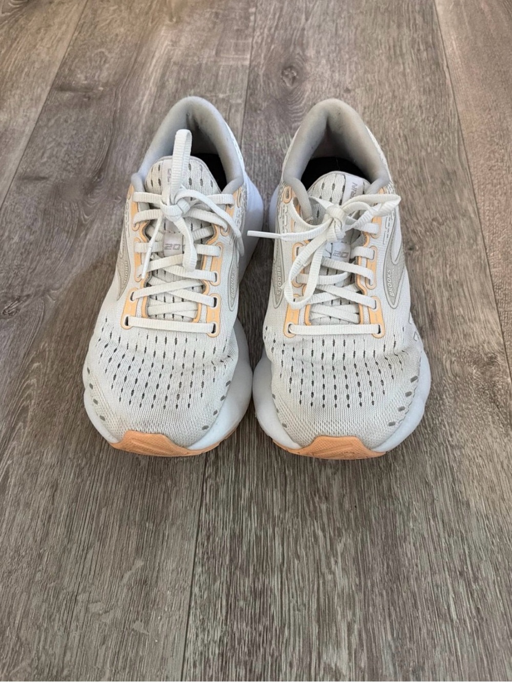 White brooks Sneakers with Peach Accents